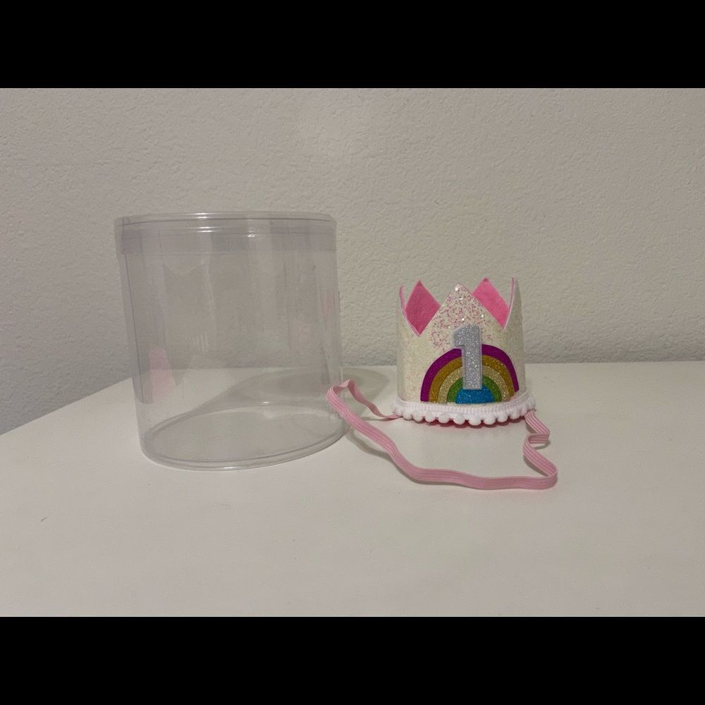Sparkle Sisters by Couture Clips Rainbow 1st Birthday Crown Baby Girl